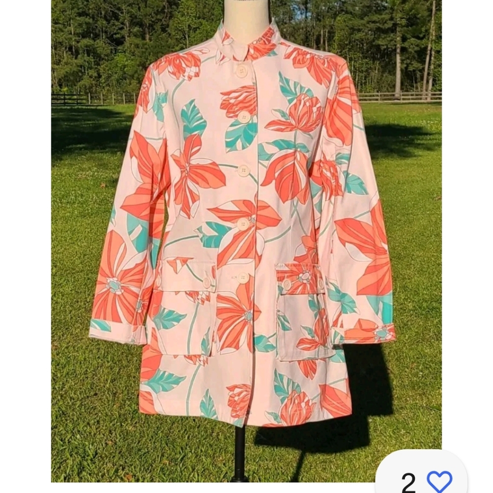 Pink Floral Casual Jacket Blazer w/ pants med size Nwot